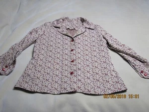 True Vintage Damen WILD PRINT BAUMWOLLE KRAGEN HANDGEMACHTES TOP SHIRT ~ 3995 - Bild 1 von 6