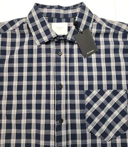 New $168 BILLY REID Tuscumbia Standard Button Casual Shirt MEDIUM M Blue Plaid - Picture 1 of 7
