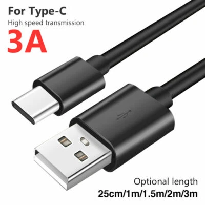 USB C Typ C Ladekabel 3A Schnellladekabel Daten Sync Für Samsung Huawei Schwarz - Image 1 of 4