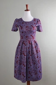 Vestido LULAROE Floral Estampado Rosa Azul Rojo Plisado Línea A Elástico Amelia Talla XS - Imagen 1 de 5
