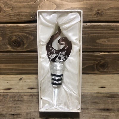 Муранская коллекция в стиле ар-деко стеклянная винная пробка закрученная фиолетовая серебристая винтажная - Изображение 1 из 4