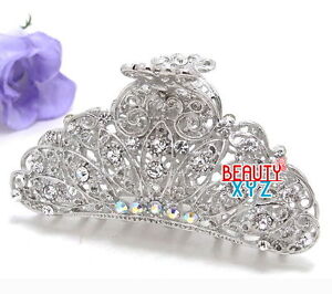New Fancy White Rhinestone Crystal High quality Metal paisley hair claw clip pin