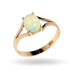 Verde' Australian Solid Opal Ring 14k Gold 1.5g US Sz 6.25 - Picture 1 of 6
