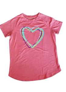 Girls Pink Activewear Heart Shirt Sports Tennis Golf Size 14/16 - Picture 1 of 3