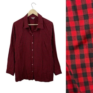 Vintage J Jill 1X Hemd mit Knopfleiste rot & schwarz kariert klassisch Viskose Damen - Bild 1 von 13