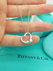 Tiffany & Co. Elsa Peretti Silver 16 mm Open Heart pendant Necklace, RRP £410 - Picture 1 of 8