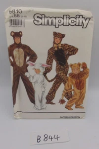 Animal Costume Pattern Cat Bear Rabbit Simplicity 9810 Size Child 2 12 Uncut - Picture 1 of 8