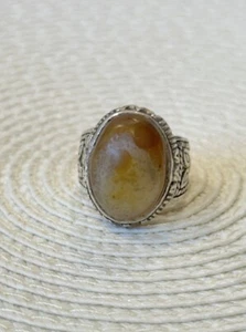 Moss Sulymani Aqeeq Sterling Silver Ring Very Rare Stone With Beautiful sz 10.75 - Picture 1 of 8