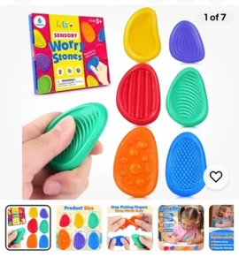 Fidget Toys Sensory Stone For Kids: 6 Pack Textured Soft Worry Stone For Autism - Picture 1 of 6
