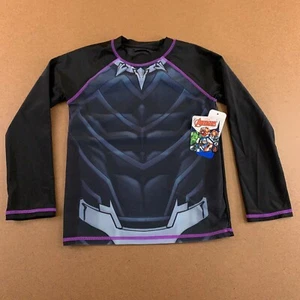Marvel Avengers Boys Size 5/6 Black UPF 50+ Long Sleeve Rash Guard Swim Top NWT - Picture 1 of 4