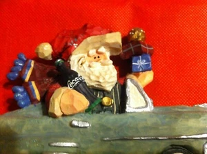 VINTAGE 1998 COCA-COLA CHRISTMAS VILLAGE SANTA IN A CAR FIGURINE WITH BOX - Picture 1 of 12