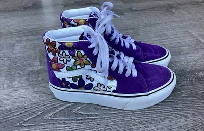 Vans Sk8-Hi Plataforma 2 Brillo Margaritas Mujer Talla 5.5 Púrpura Blanco Zapatos de Skate Foto 1 de 4