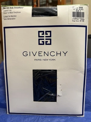 VTG Givenchy LeJet Black Body Smoothers Pantyhose E Style 555 Support Leg -READ - Image 1 of 4