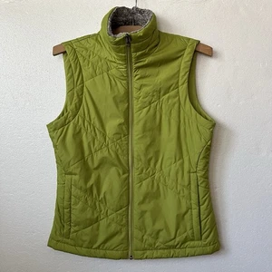 Columbia Womens S Puffer Jacket Vest Zip Up Quilted Fleece Collar Outdoor Green - Picture 1 of 7