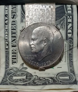 BLANK Silverplated Dollar Money Clip For Morgan Peace IKE Dollars Hammered Look - Picture 1 of 5