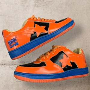 A Bathing Ape Bape Sta Marvel Comics RARE Streetwear Shoes Trainers Orange UK10 - Picture 1 of 9