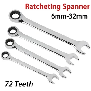 Ratcheting Spanner Combination Fixed Head Wrench Tool Metric 6mm to 32mm Chrome - Picture 1 of 34