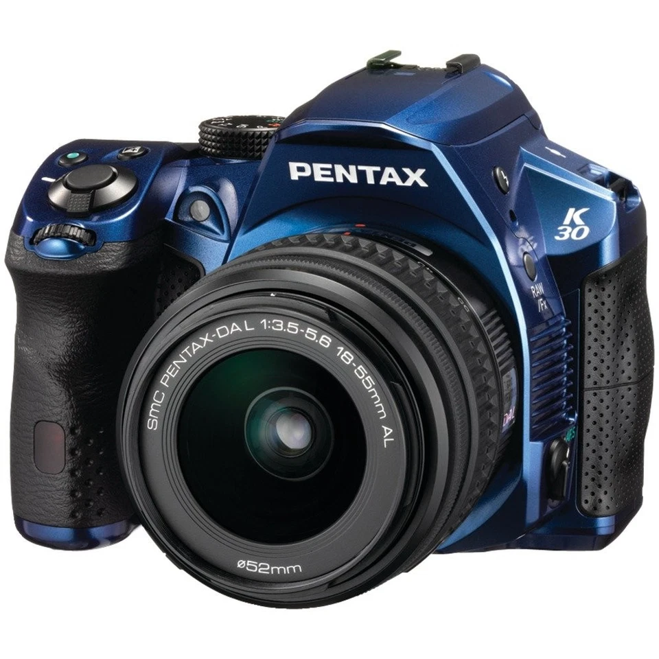 Pentax K-30 sellado contra la intemperie 16 MP CMOS SLR digital con lente de 18-55 mm (azul) Foto 1 de 1