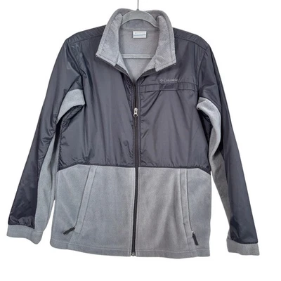 Chaqueta Columbia Boys XL (18/20) Gris Azul Marino Oscuro Forrada de Vellón Nylon Cremallera Completa Foto 1 de 4