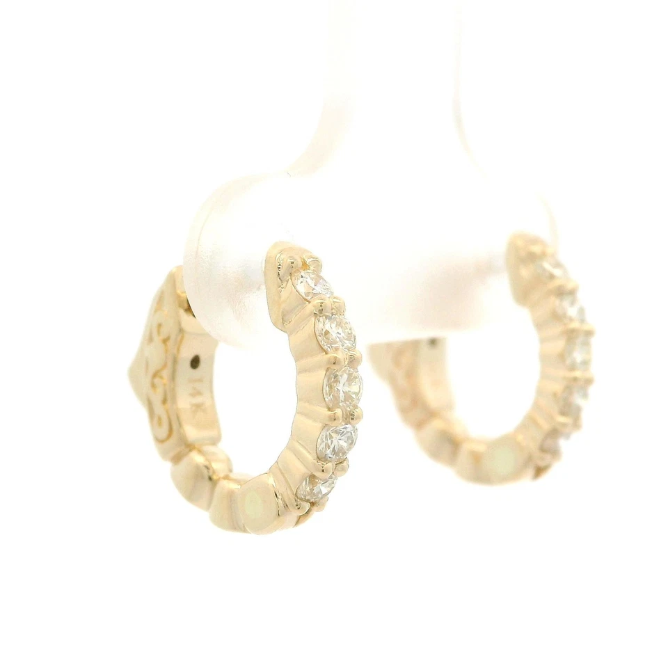 Nuevos aretes tipo argolla Huggie pequeños de diamantes de 0,40 quilates de oro de 14 k con cierre de empuje Foto 1 de 4