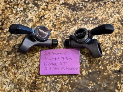 Vintage Shimano Deore XT SL-M730 6-Speed Thumb Shifters 1987 + Friction - Image 1 of 4