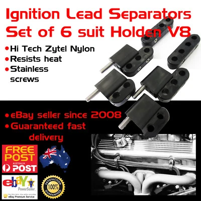 New 11.0 10.5mm SB Chev Black Ignition Lead Separators Brackets Mounts Vertical - Image 1 of 4