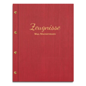 Zeugnismappe personalisiert, Leineneinband rot, Zeugnisprägung, versch. Farben - Picture 1 of 17