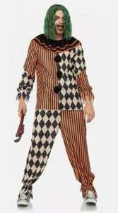 Halloween Clown Costume Creepy Circus Clown Adult Scary Psycho 2 Piece - Picture 1 of 10