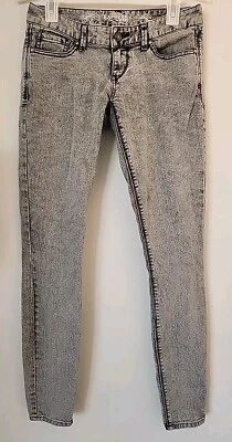 Express Legging Black Zelda Slim Fit Ultra Low Rise Skinny Jeans Sz 4 Charcoal - Image 1 of 4