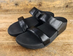 Black Faux Leather Comfort Tech Fitflop Sandals Size 8 - Picture 1 of 4