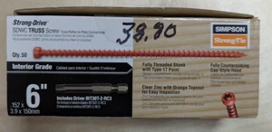 0.152" x 6" Strong-Tie SDWC15600-KT Truss Plate Structural Screw - Orange Zinc - Picture 1 of 3