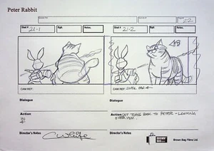 Peter Rabbit Serie de TV FIRMADO COLIN BLANCO Producción Storyboard Lápiz NICK #WC - Imagen 1 de 2