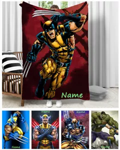 Wolverine Personalised Fleece Blanket Soft Sofa Throw Boys Girls Bday Xmas Gift - Picture 1 of 12