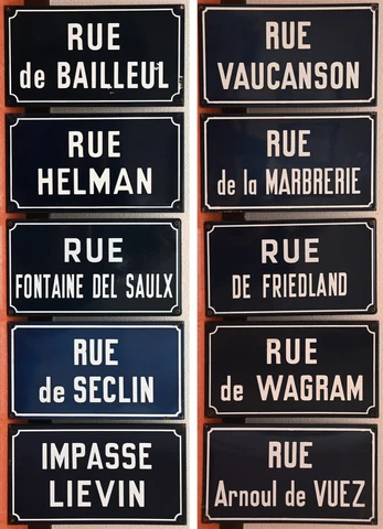 Ten 10 x old vintage French enamel street sign plaque plate road name from Lille Cover
