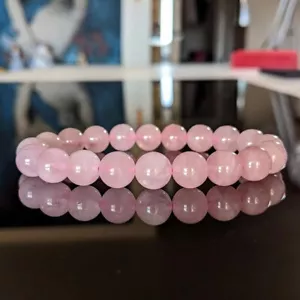 Womens Natural Brazilian Pink 12mm Rose Quartz Adjustable Bracelet 200 CTW D826 - Picture 1 of 6