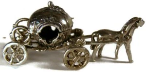 Sterling Silver Miniature Cinderella Princess Pumpkin Carriage Horse Hallmarked - Picture 1 of 5