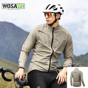 WOSAWE Men's Mountain Bike Cycling Jersey Windproof Water Resistant Khaki Jacket - Picture 1 of 14