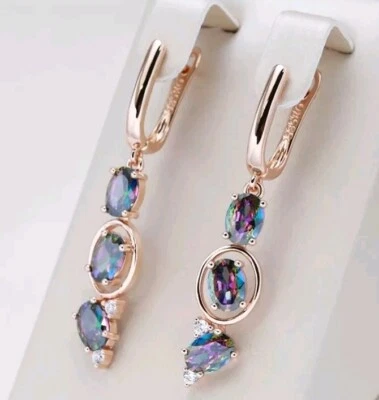 Luxus Ohrringe Ohrhänger 585er Rolled Roségold Walzgold mit funkelnden Zirkonia - Bild 1 von 4