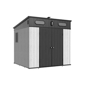 ALEKO Outdoor Shed 82" x 94" Solar Powered Lighting Garden Tool Storage w/ Floor - Picture 1 of 7