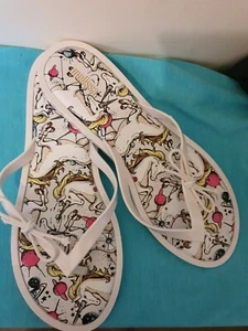 Melsissa Thongs,White Unicorn Print,Size USA 10. - Picture 1 of 6