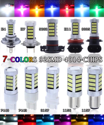 92SMD Car LED Fog Brake Reverse Tail Turn Signal DRL Light H4 H7 9005 H11 3157 - Image 1 of 4