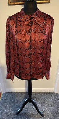 Новый с Ярлыками Jason Wu Pussy бант шелк креп змея печать блузка Бордо США 12/Великобритания 16 £390 - Изображение 1 из 4