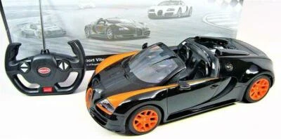 1:14 RC Bugatti Veyron Grand Sport Vitesse Exotic R/C Car Black/Orange Roadster  - Image 1 of 4