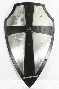 Medieval Battle Armor Gothic LAYERED STEEL CROSS SHIELD - Picture 1 of 2