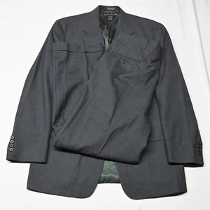 Vtg Tommy Hilfiger 43L 44L 36x32 Gray Check USA Made Wool Mens Jacket Pants Suit - Picture 1 of 12
