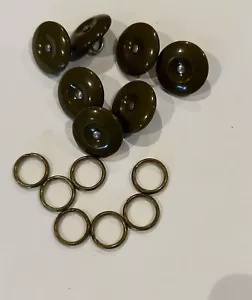 Six Unused British Army Utility Battle Dress Composite Buttons With Fixing Rings - Picture 1 of 3