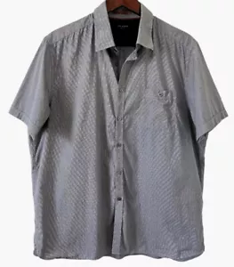 Ted Baker Shirt Button Down Short Sleeve Dots Striped Mens Size 3XL Size 7 - Picture 1 of 10