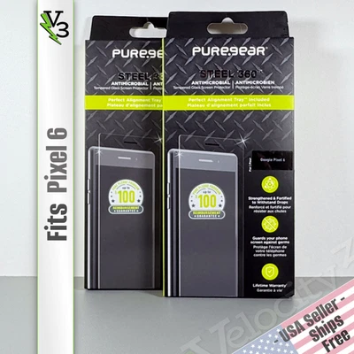 Pure Gear Screen Protectors for Google Pixel 6 - 2 Pack Steel 360 with Tray - Image 1 of 4