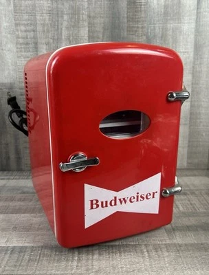 Budweiser Mini Fridge Compact Personal Refrigerator 6 Cans TESTED WORKS - Image 1 of 4