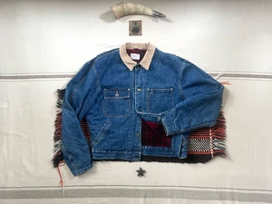 Ralph Lauren Mechanic Jacket M Made USA Wool Blanket Line Denim Cord Collar RRL - Picture 1 of 21